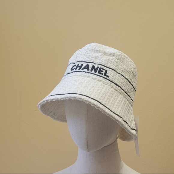 CHANEL Ivory Textured Bucket Hat - Picture 9 of 9